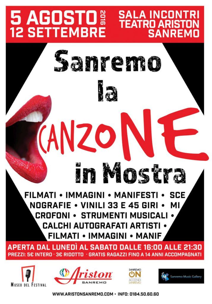 “Sanremo. la canzone in mostra”: ultimi giorni di visita Ritardatari, affrettatevi! C’è tempo fino a domani, 12 settembre, per visitare l’esposizione “Sanremo. La canzone in mostra”, allestita presso il Teatro Ariston della città dei fiori in collaborazione con il…
