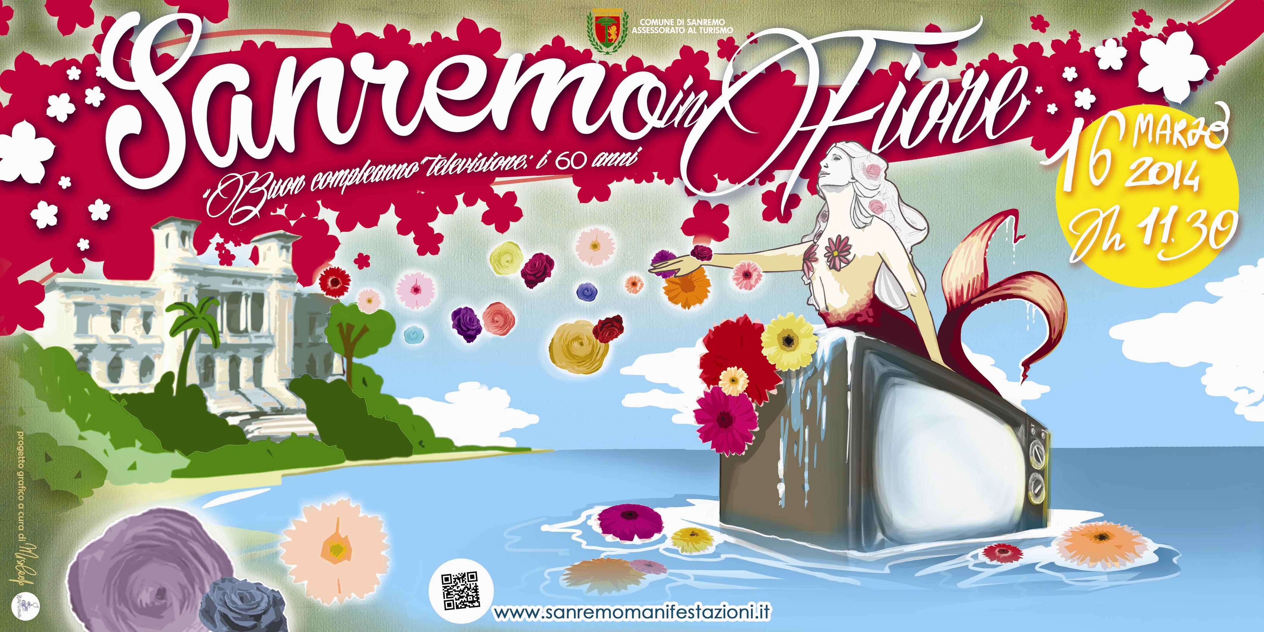 Sanremo in fiore: «BUON COMPLEANNO TELEVISIONE: I 60 ANNI» Domenica 16 marzo la tradizionale sfilata dei carri in fiore con le bande. Nei giorni precedenti tanti eventi collaterali